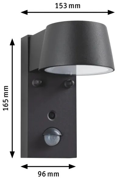 Paulmann 94714 - LED/6W IP44 Kültéri fali lámpa érzékelővel CAPERA 230V