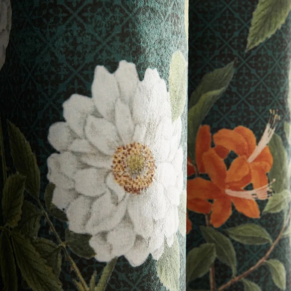 Zöld bársony függöny szett 2 db-os 168x183 cm Arcadia Floral – RHS