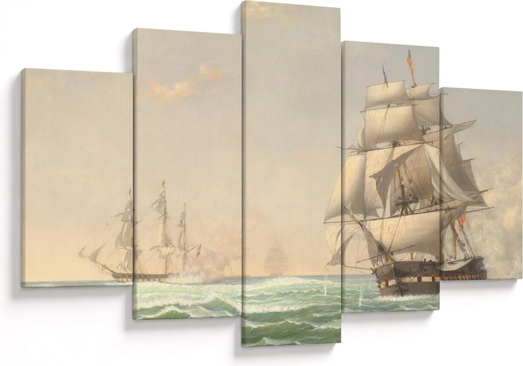 Kép - Fitz Henry Lane, The United States Frigate President Engaging the British Squadron, reprodukciók (150x105 cm)