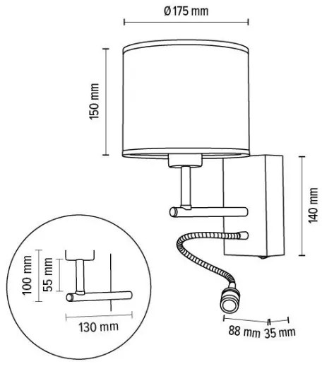 Spot-Light 57291974 - BOHO flexibilis lámpa 1xE27/25W + LED/1W/230V tölgy