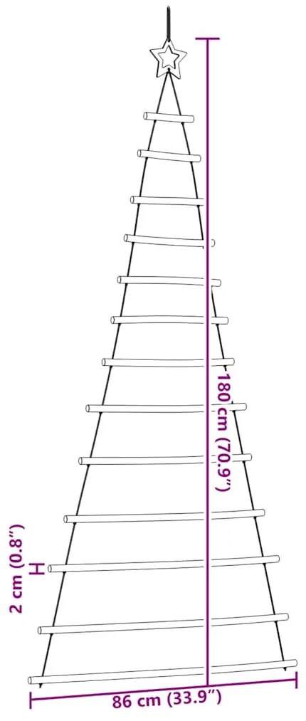 függő karácsonyfa tetején csillaggal 86 x 180 cm természetes ág
