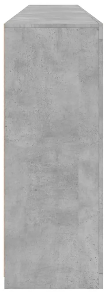 betonszürke tálalószekrény LED-világítással 162 x 37 x 100 cm