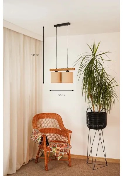 Brilagi - Csillár zsinóron FOREST 2xE27/15W/230V fenyő/barna/fekete