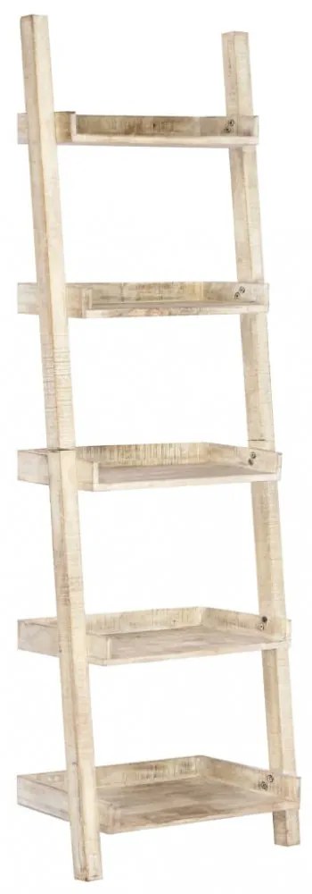 Fehér tömör mangófa létrapolc 75 x 37 x 205 cm
