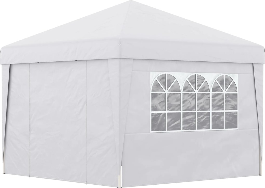 Outsunny Pop-Up Összecsukható Kerti Fesztivál sátor 3 x 3m UV-védelemmel 30+ Ablakos Oldalfalakkal Fehér Szállító Táskával | Aosom