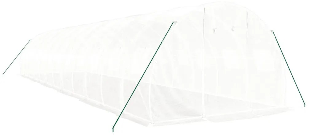 fehér acélvázas melegház 36 m² 12 x 3 x 2 m