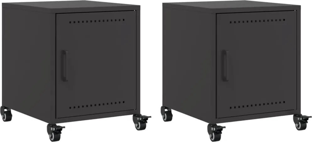 vidaXL 2 db fekete acél éjjeliszekrény 36x39x43,5 cm