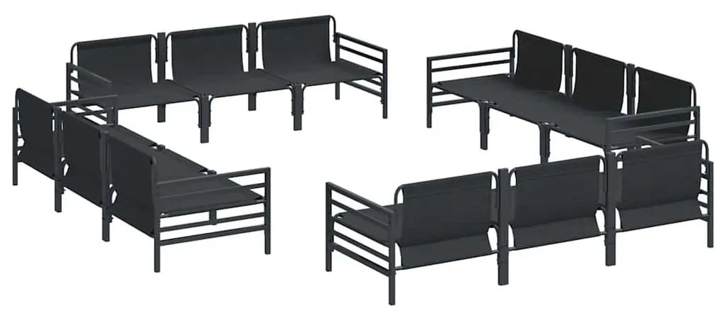 Kerti Kanapé Szett 12 pcs Antracitszürke Acél