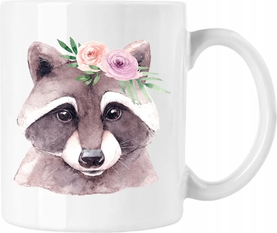 Mókusos Bögre Virágokkal Divatos Fehér 330ml