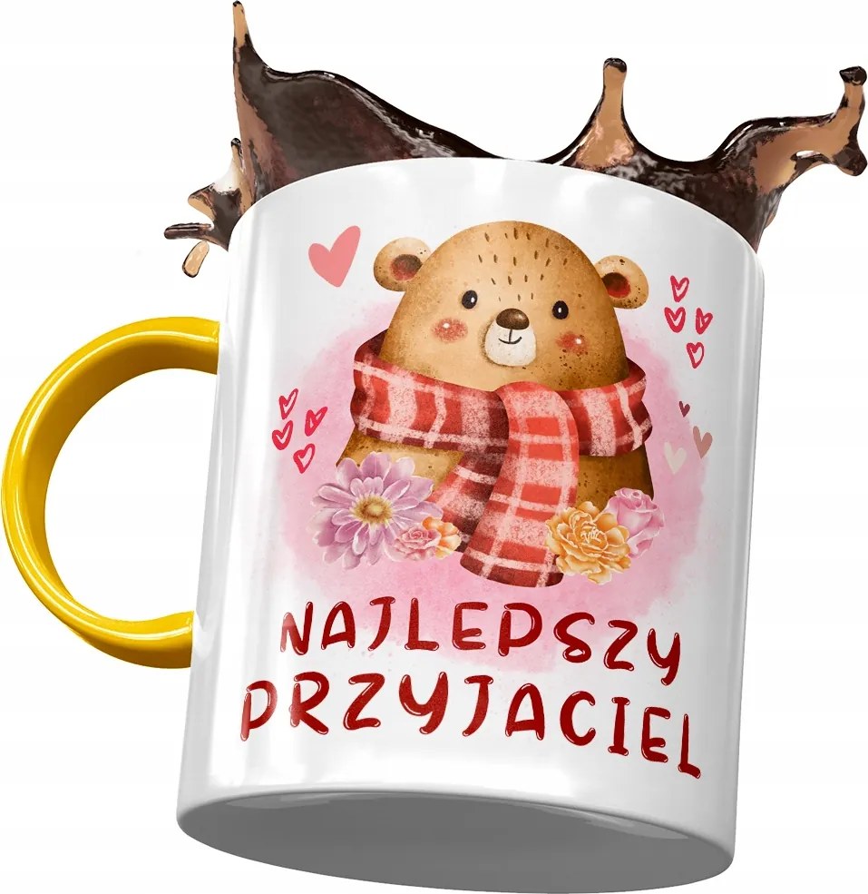 Sárga bögre macival Aranyos mackó ajándék fényképes nyomtatással