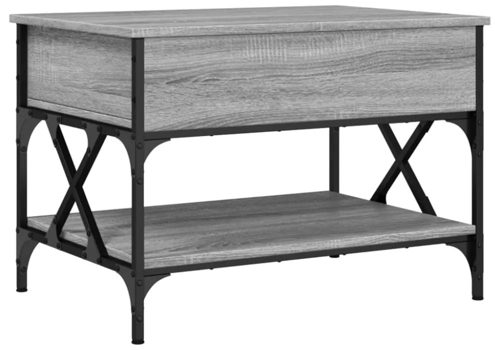 vidaXL szürke sonoma szerelt fa és fém dohányzóasztal 70 x 50 x 50 cm
