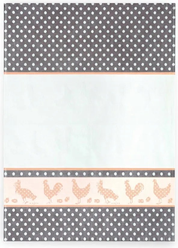 Konyhai törlőkendő egyiptomi pamut 50x70 népi mintás barna