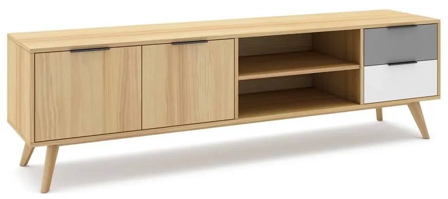 Natúr színű borovi fenyő TV-állvány 180x53 cm Elfa – Marckeric