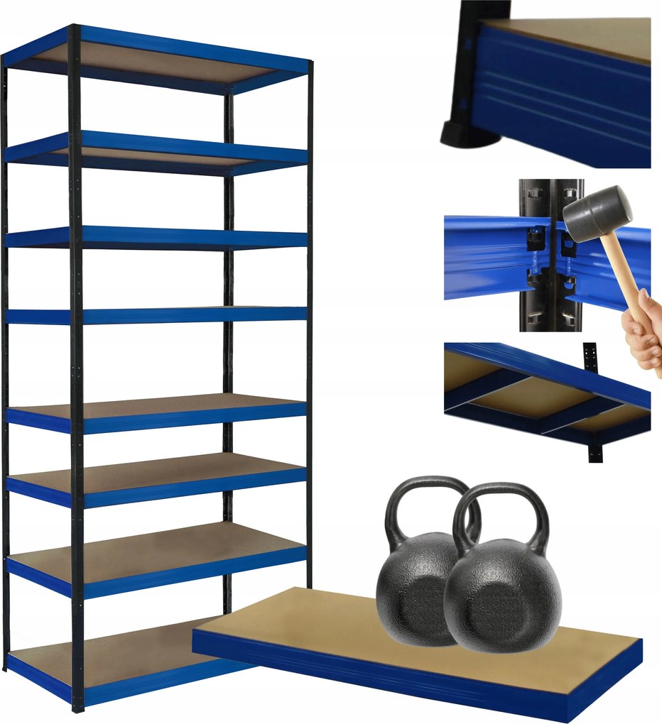 Tárolószekrény fém állvány Helios 270x90x30cm 8Px275kg Tartós Magas