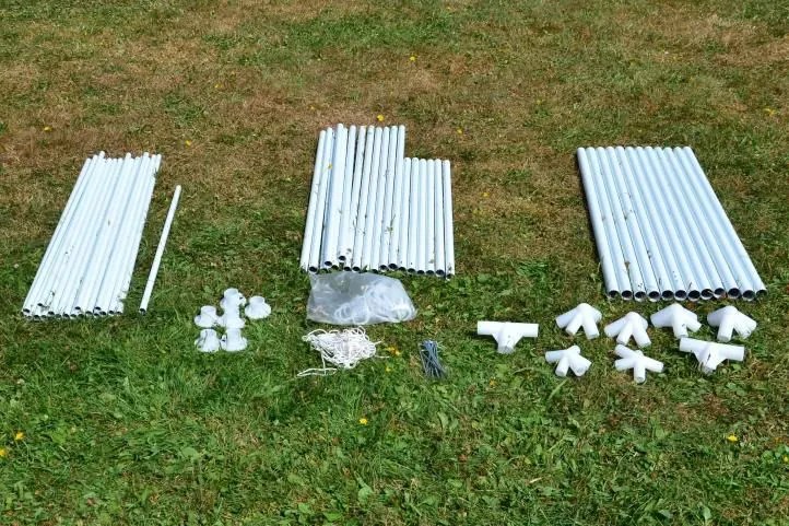 Kerti sátor 3×6 m kék-fehér összecsukható cipzáras rendszer