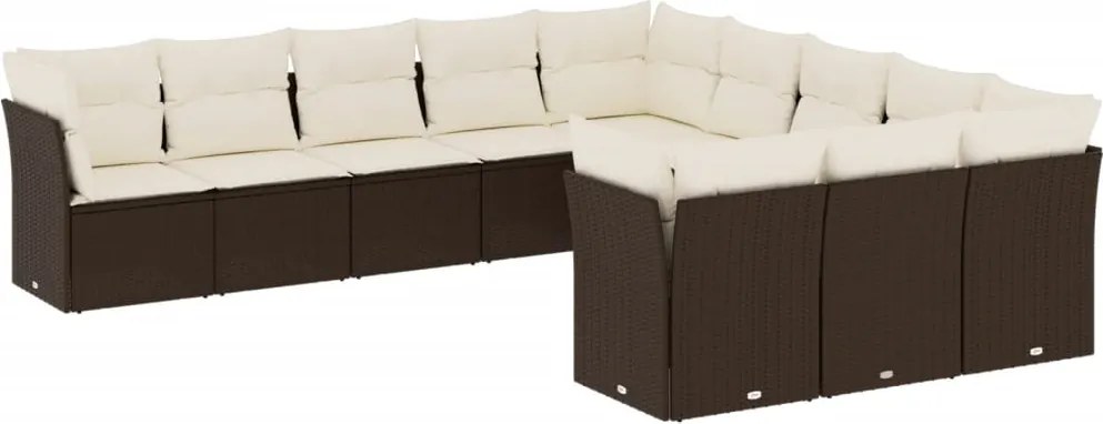 vidaXL 11 részes barna polyrattan kerti ülőgarnitúra párnákkal