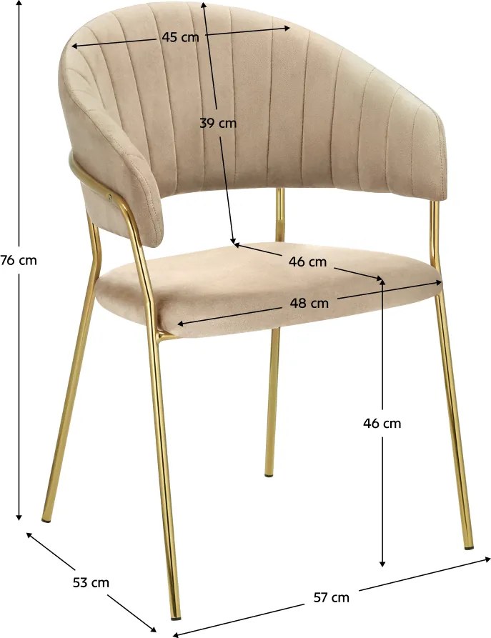 Design étkezőszék, bézs Velvet szövet/gold króm arany, DASMIN NEW TYP 1