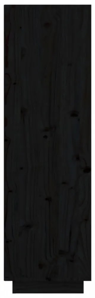 fekete tömör fenyőfa magasszekrény 74x35x117 cm