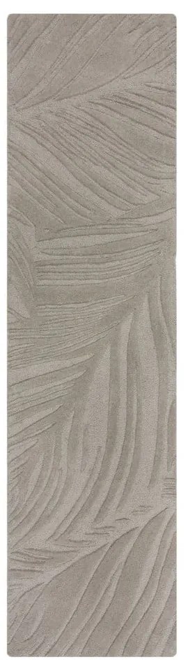 Világosszürke gyapjú futószőnyeg 60x230 cm Lino Leaf – Flair Rugs