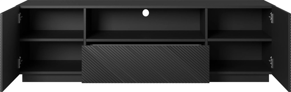 Asha TV-szekrény 167 cm fiókkal és nyitott résszel - fekete matt