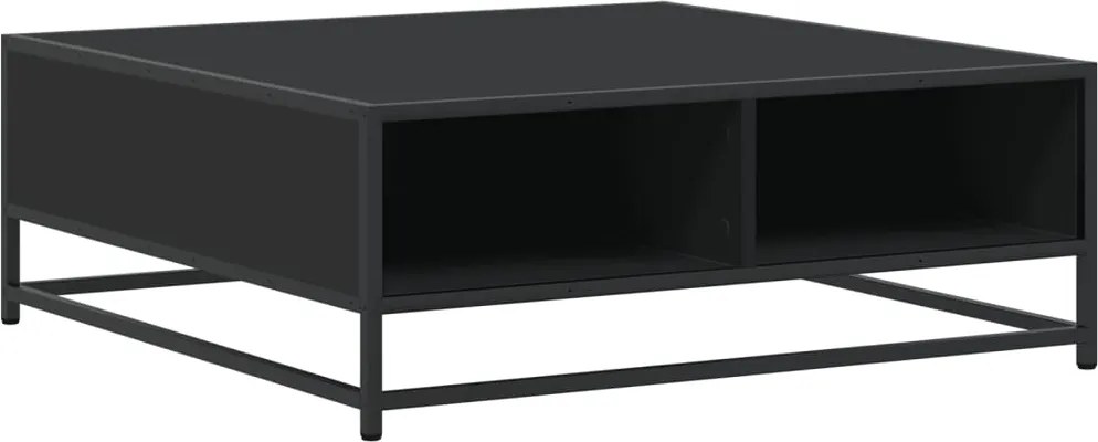 vidaXL fekete szerelt fa és fém dohányzóasztal 80 x 80 x 30 cm