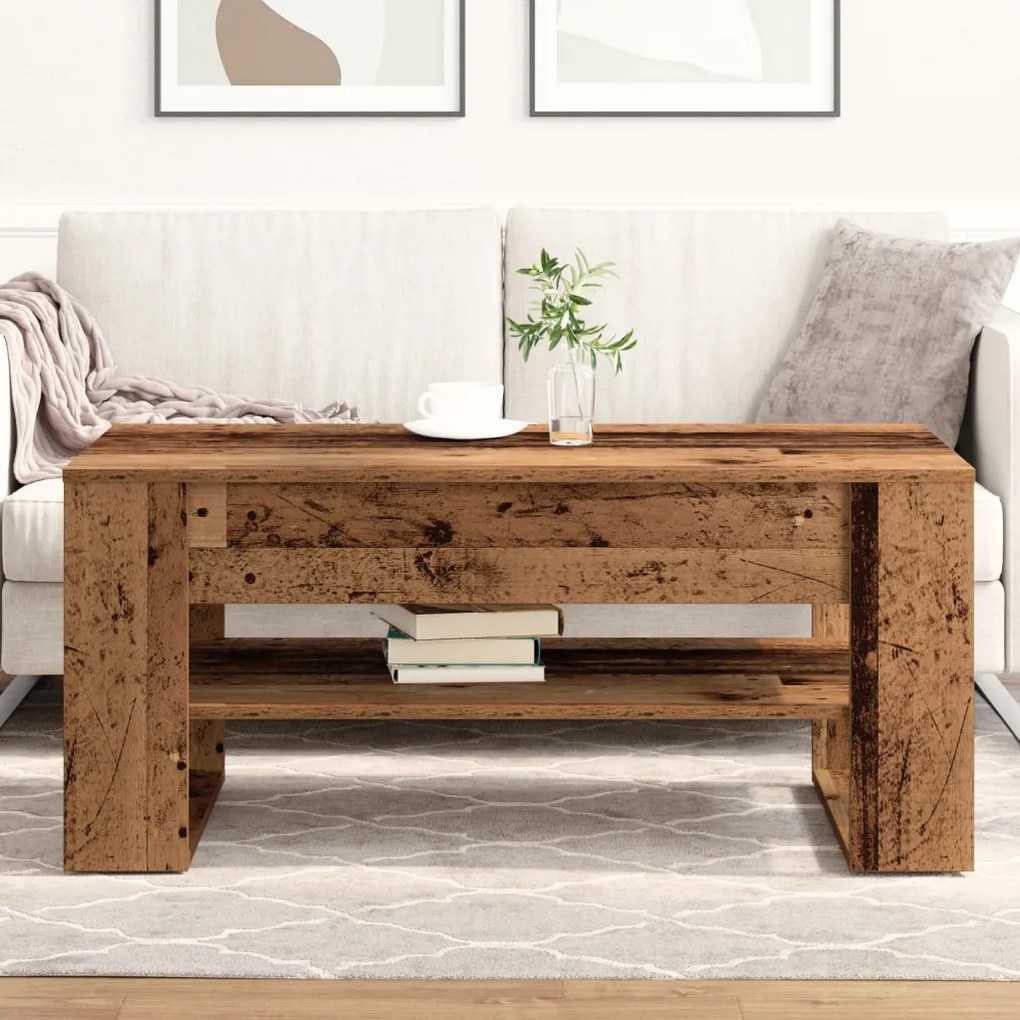 Kávézóasztal Régi Fa 102x55x45 cm Műanyag