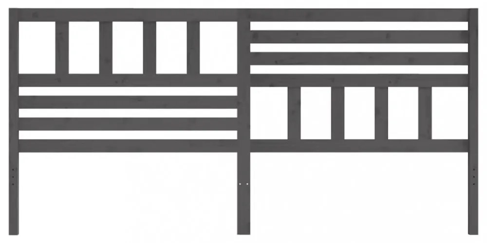 szürke tömör fenyőfa ágyfejtámla 206 x 4 x 100 cm