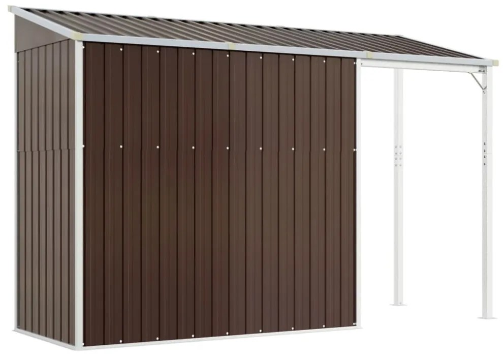 barna kerti fészer meghosszabbított tetővel 277x110,5x181 cm
