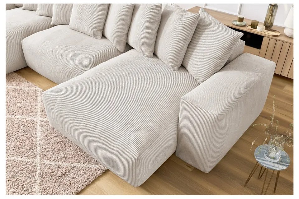 Krémszínű kordbársony sarokkanapé Voltaire – Bobochic Paris
