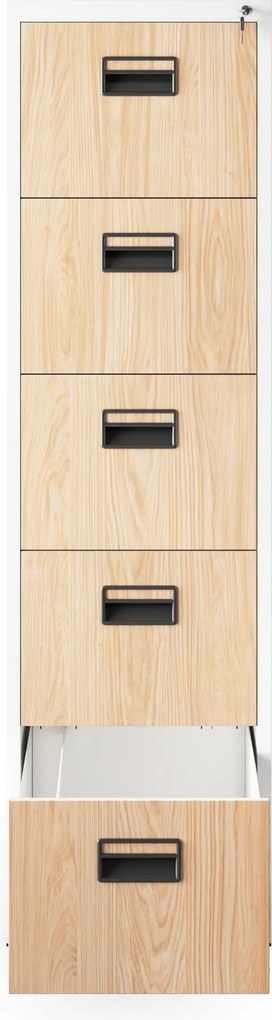 5 fiókos fém iratszekrény, fehér/sonoma tölgy, 460x1625.5x620 mm: SARA Eco Design
