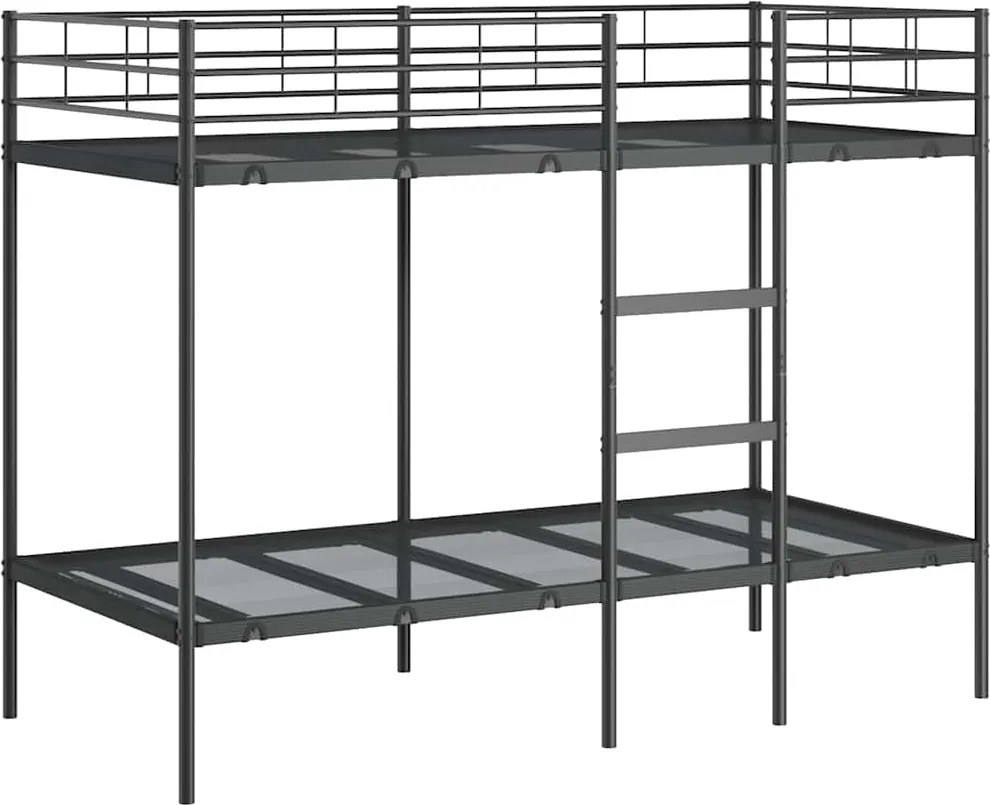 vidaXL fekete acél emeletes ágy matrac nélkül 90 x 200 cm
