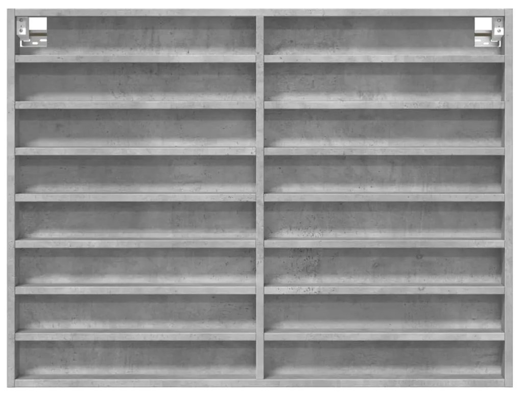 betonszürke szerelt fa vitrinszekrény 100 x 8,5 x 75 cm