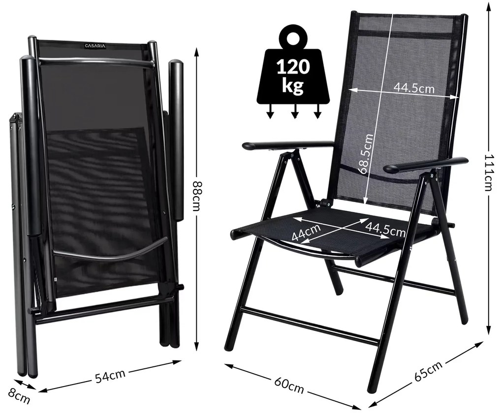 Casaria® 2 db alumínium fotel szett - antracit