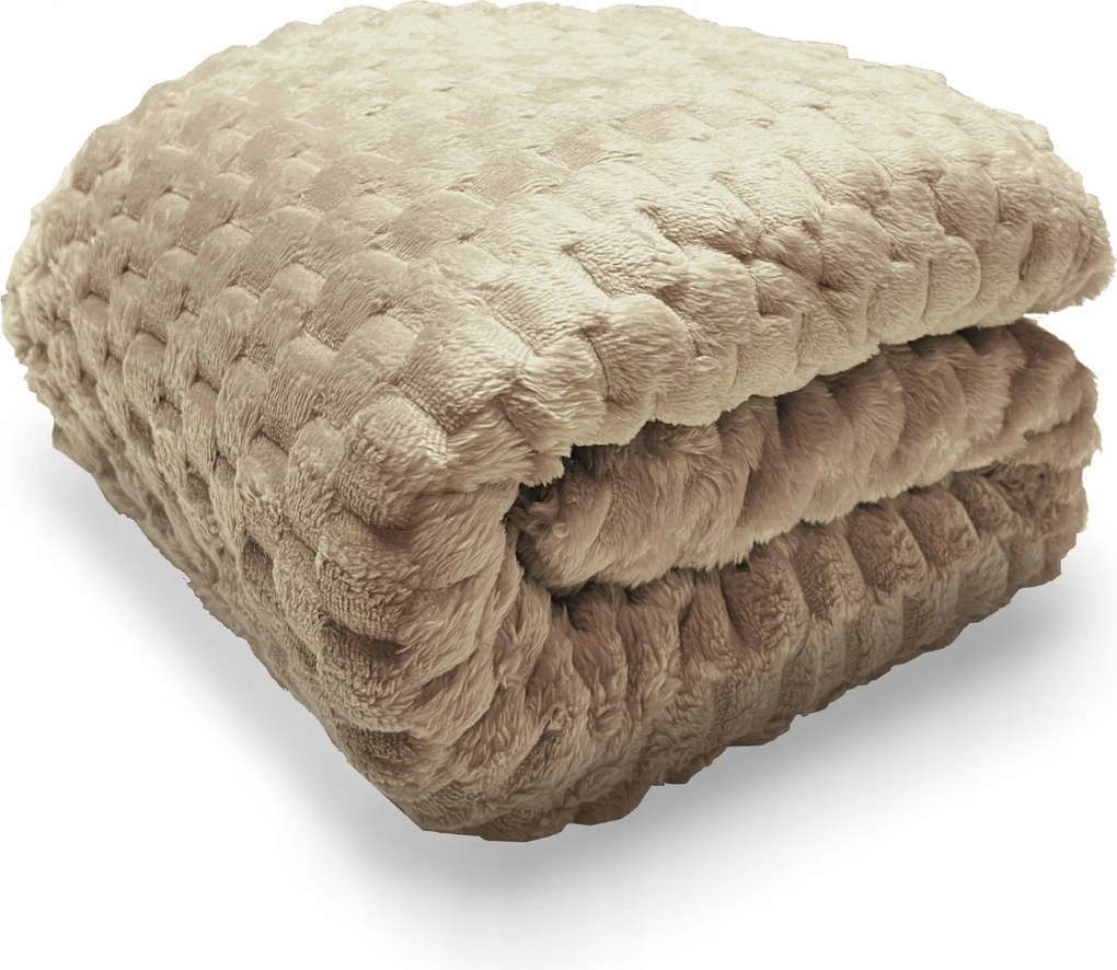 Takaró 160X200 Bézs Mikroszálas Ágytakaró Bolyhos Dombornyomott