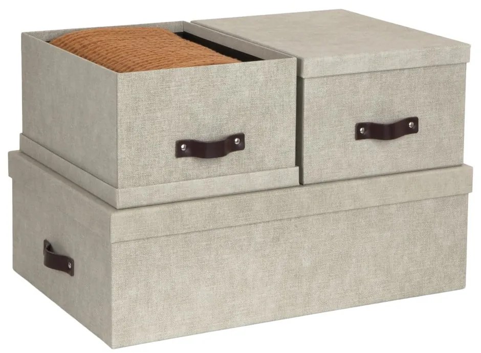Inge 3 db-os bézs tárolódoboz szett - Bigso Box of Sweden