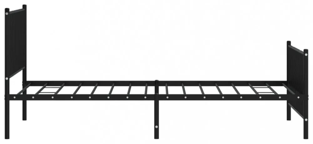 fekete fém ágykeret fej- és lábtámlával 107 x 203 cm