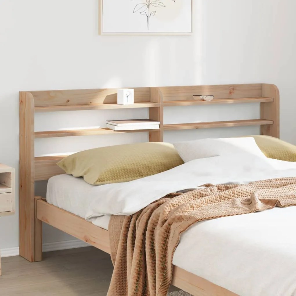 tömör fenyőfa fejtámla polcokkal 120 cm