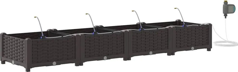vidaXL Kerti cserép 4 pcs Barna Acél