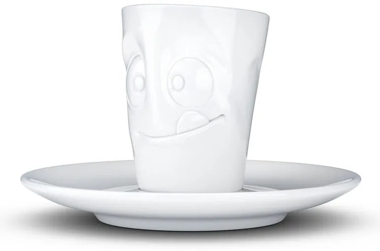 Fehér 'huncut' porcelán csésze és alátét, 80 ml - 58products