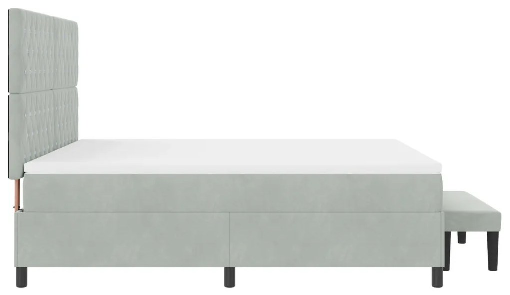 Box Spring Ágy Matraccal és Paddal Világosszürke 180x200 cm Bársony