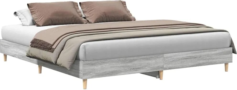 vidaXL szürke sonoma színű szerelt fa ágykeret matrac nélkül 180x200cm