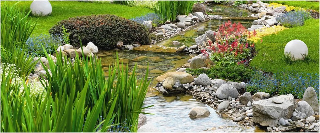 Fotótapéta Flizelin a ház szobájába 3D idilli kert 250x104 ragasztó