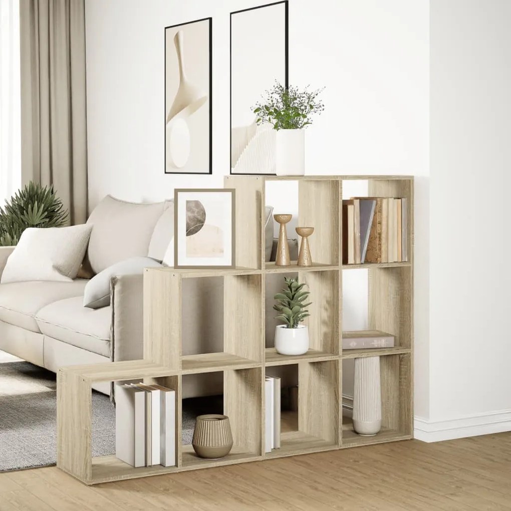3 szintes sonoma tölgy elválasztó könyvespolc 137,5x29x103,5 cm