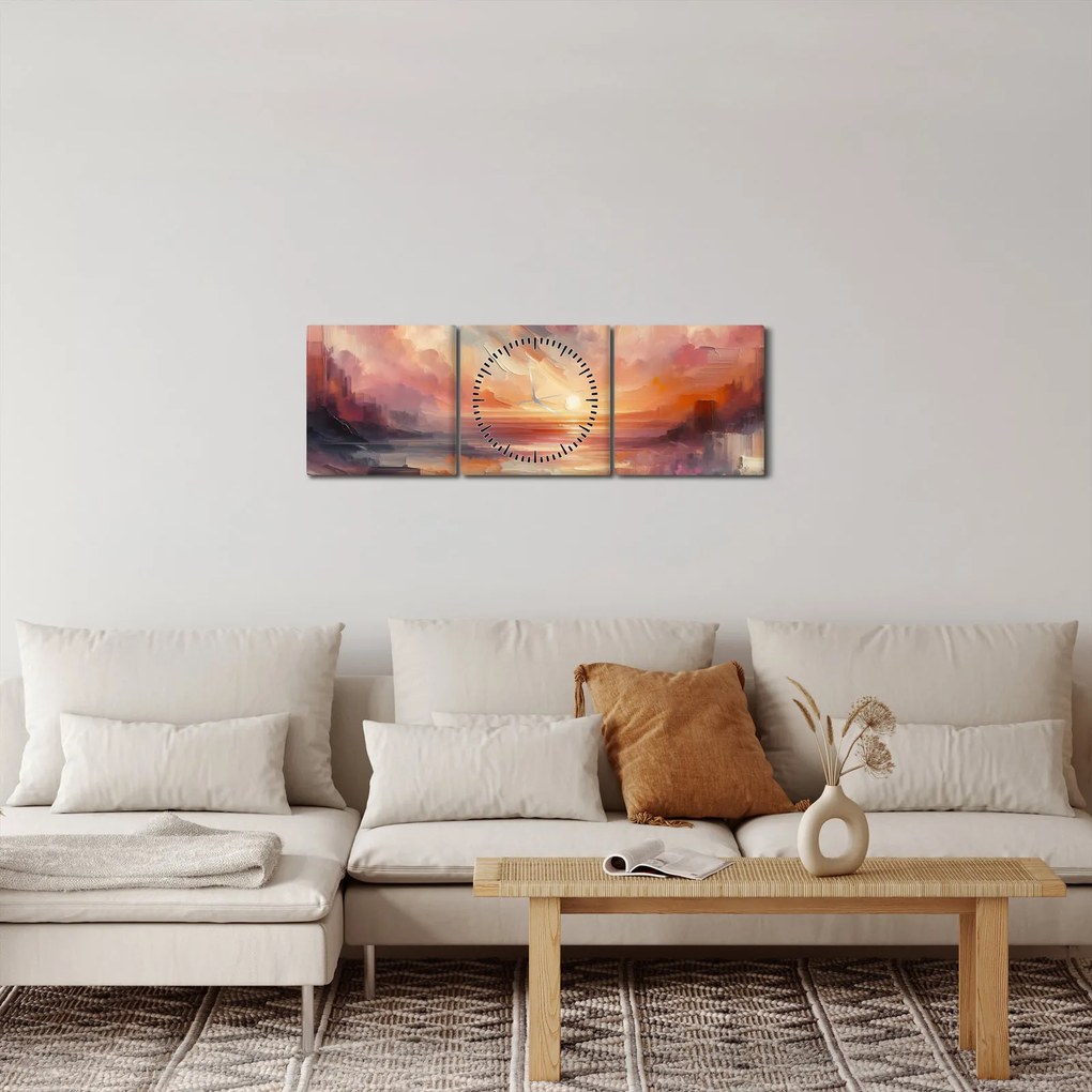Kép - Festett alkonyat (órával) (90x30 cm)