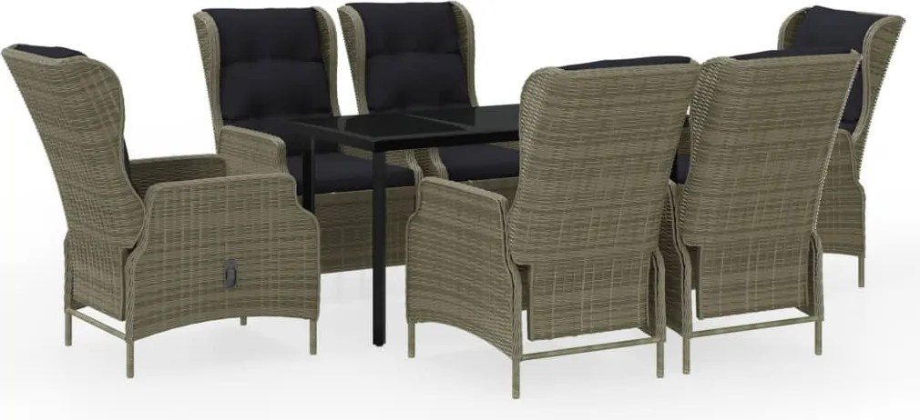 vidaXL 7 részes barna kerti étkezőgarnitúra