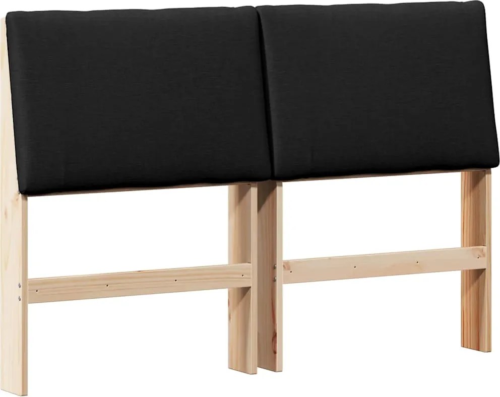 vidaXL Kárpitozott fejtámla Fekete 160 cm Tömör fenyőfa