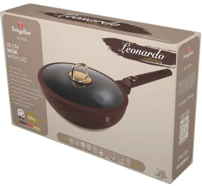BerlingerHaus Wok fedéllel Leonardo 28 cm