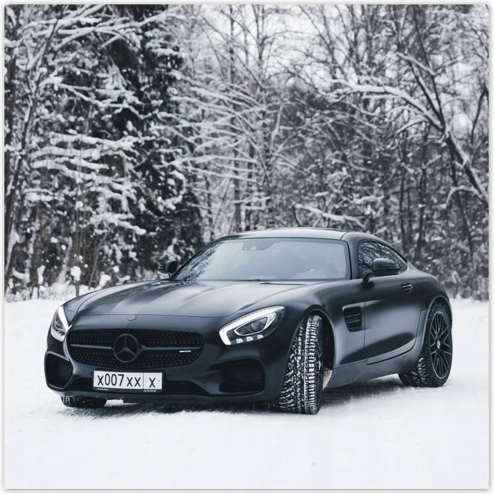 Poszterek 100x100 Fekete Mercedes Tél