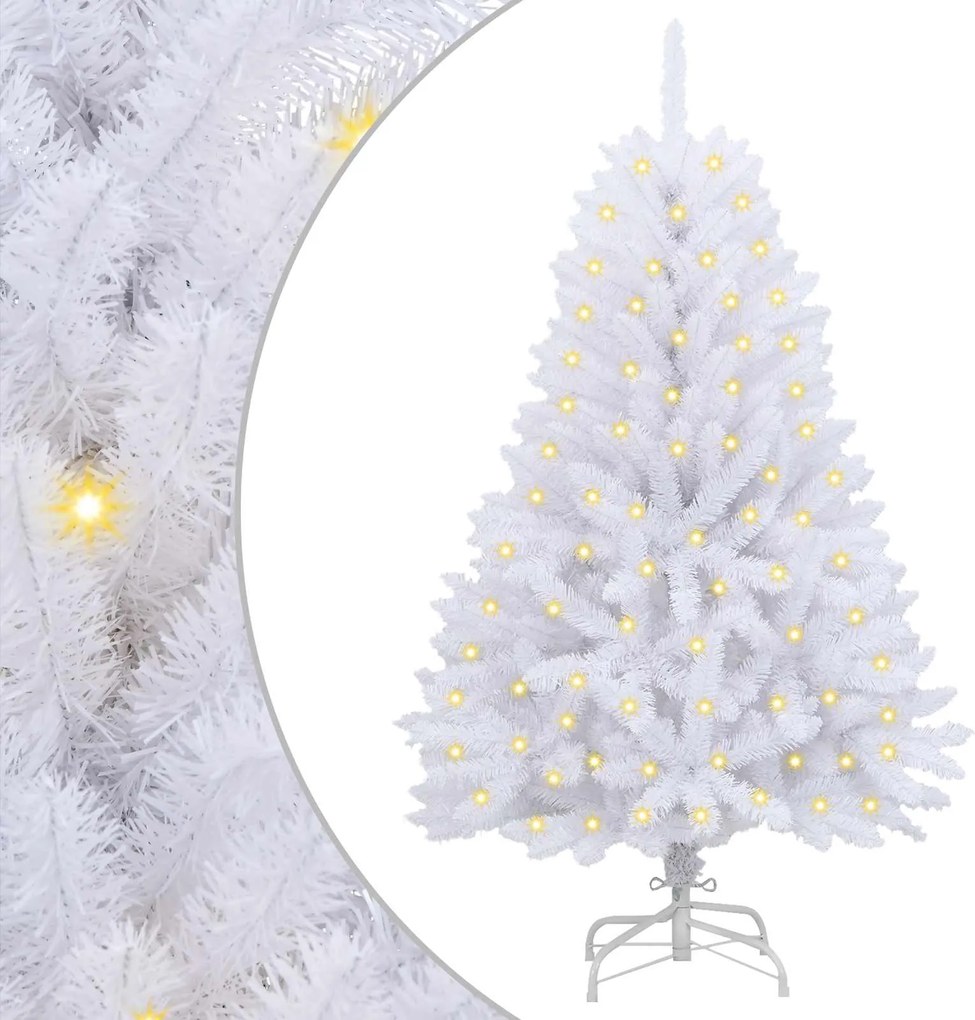 vidaXL Mű karácsonyfa 150 LED-del Fehér 120 cm PVC és fém