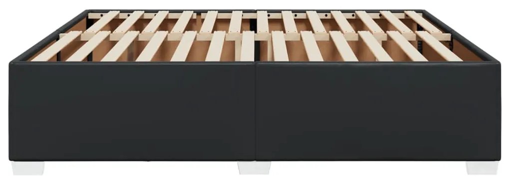 fekete műbőr ágykeret 200x200 cm